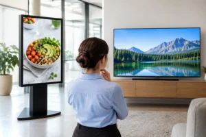 Narrowcasting scherm versus televisie vergelijken