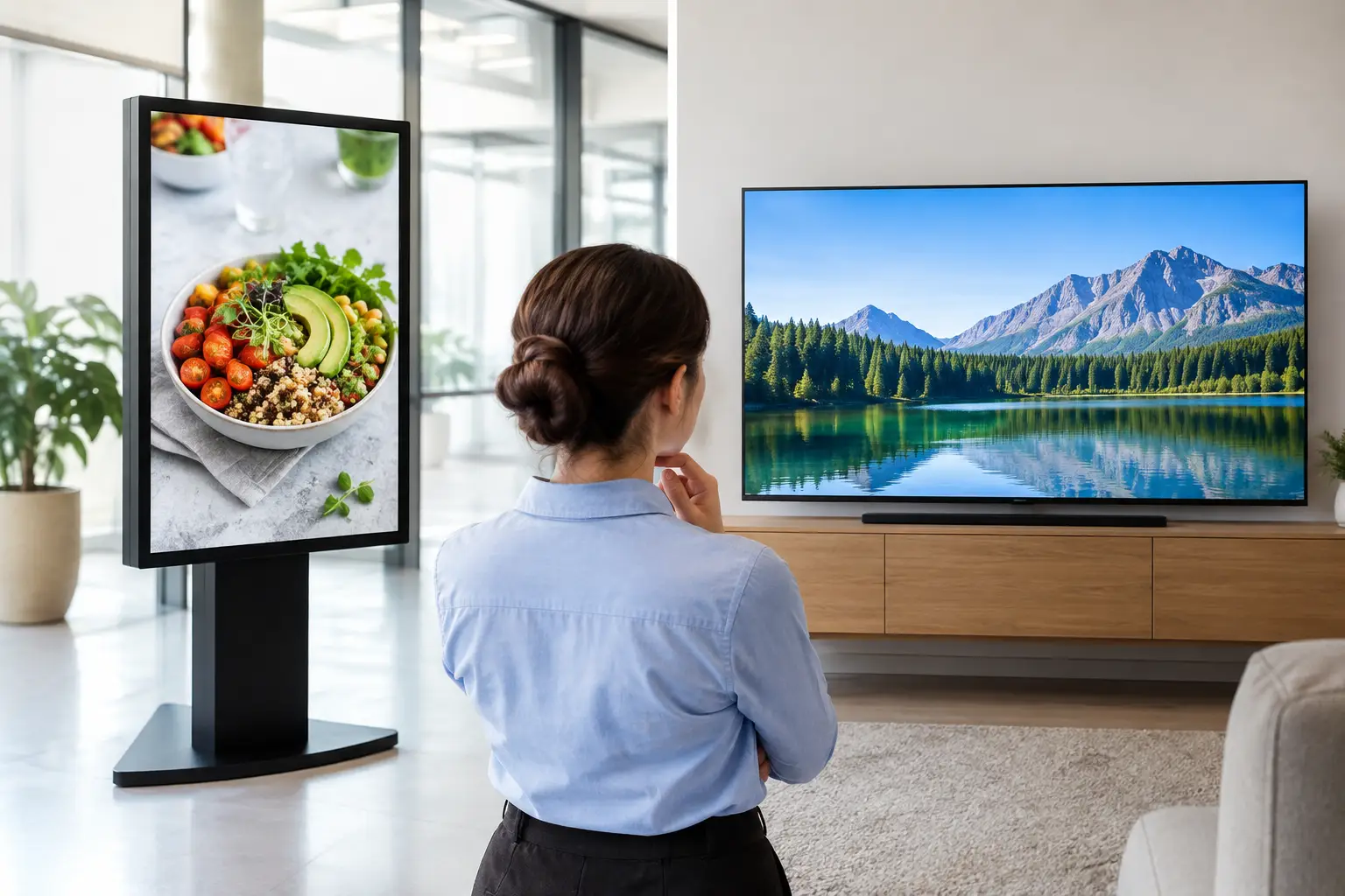 Narrowcasting scherm versus televisie vergelijken